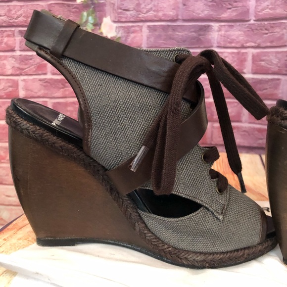 Pierre Hardy Canvas Leather Wedge Sandals 36 - Picture 6 of 8